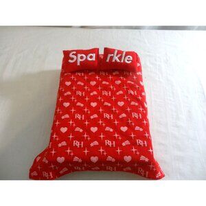 Rainbow High Doll house Furniture Bedroom Bed &‎ red Bedding Pillows Mansion MGA